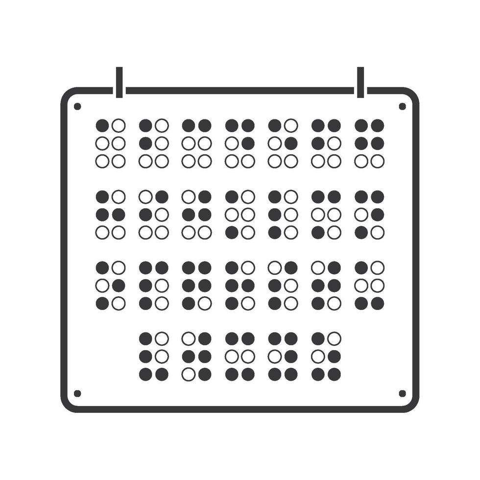 A black and white calendar with numbers on it vector