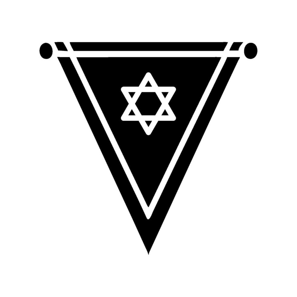 A black and white image of a triangle with a star of david vector