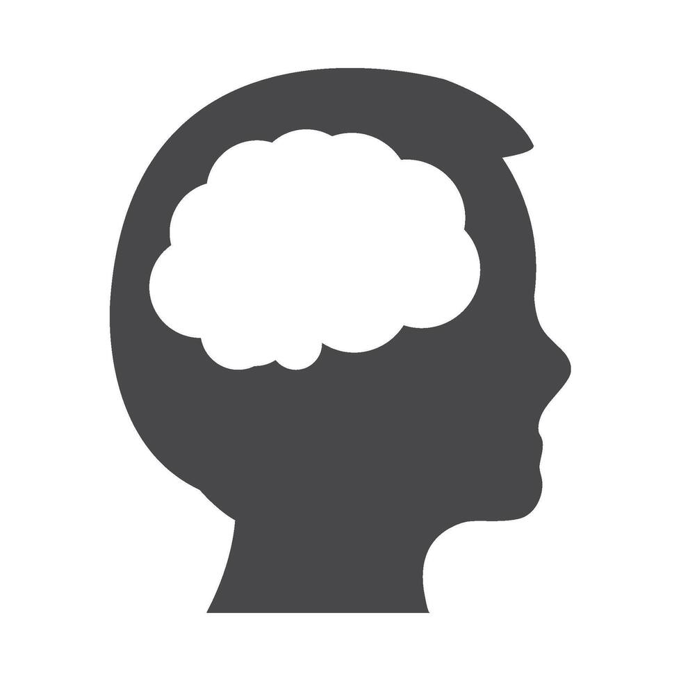 A silhouette of a man's head with a brain in it vector