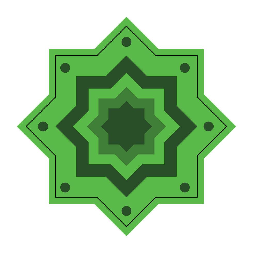 A green star with a star pattern on it vector