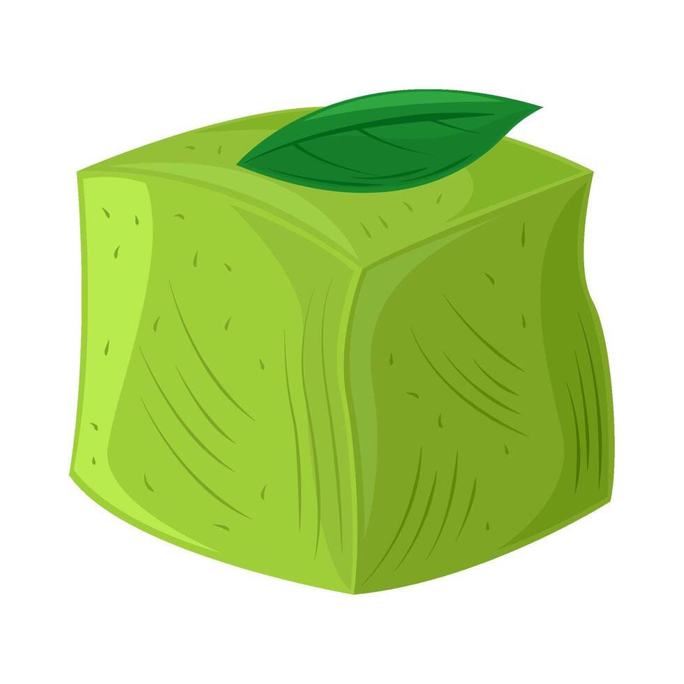 Green cube with leaf illustration on white background vector
