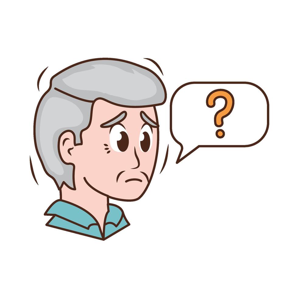 An illustration of a man with a question mark on his head vector