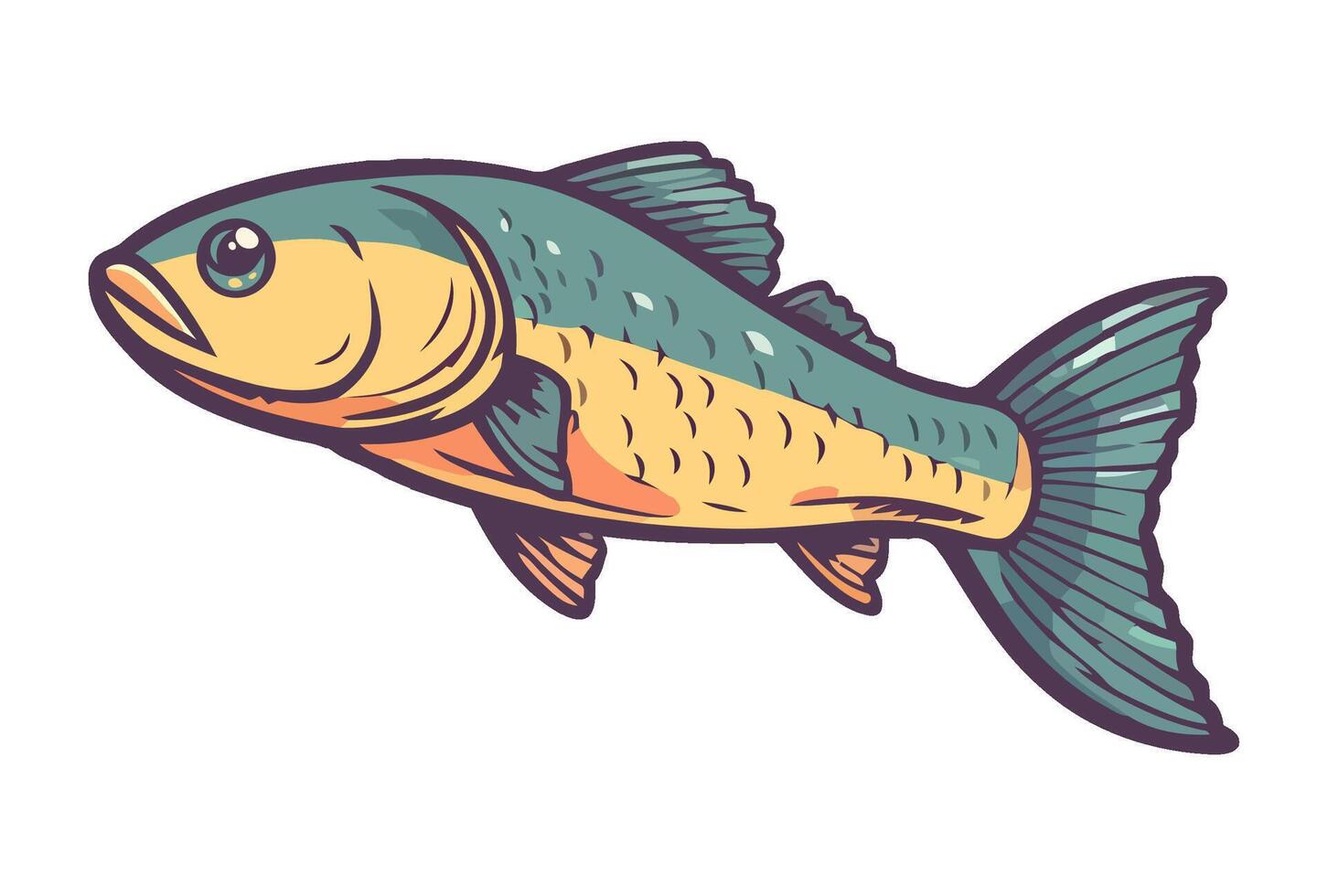 A fish with a yellow and green body vector