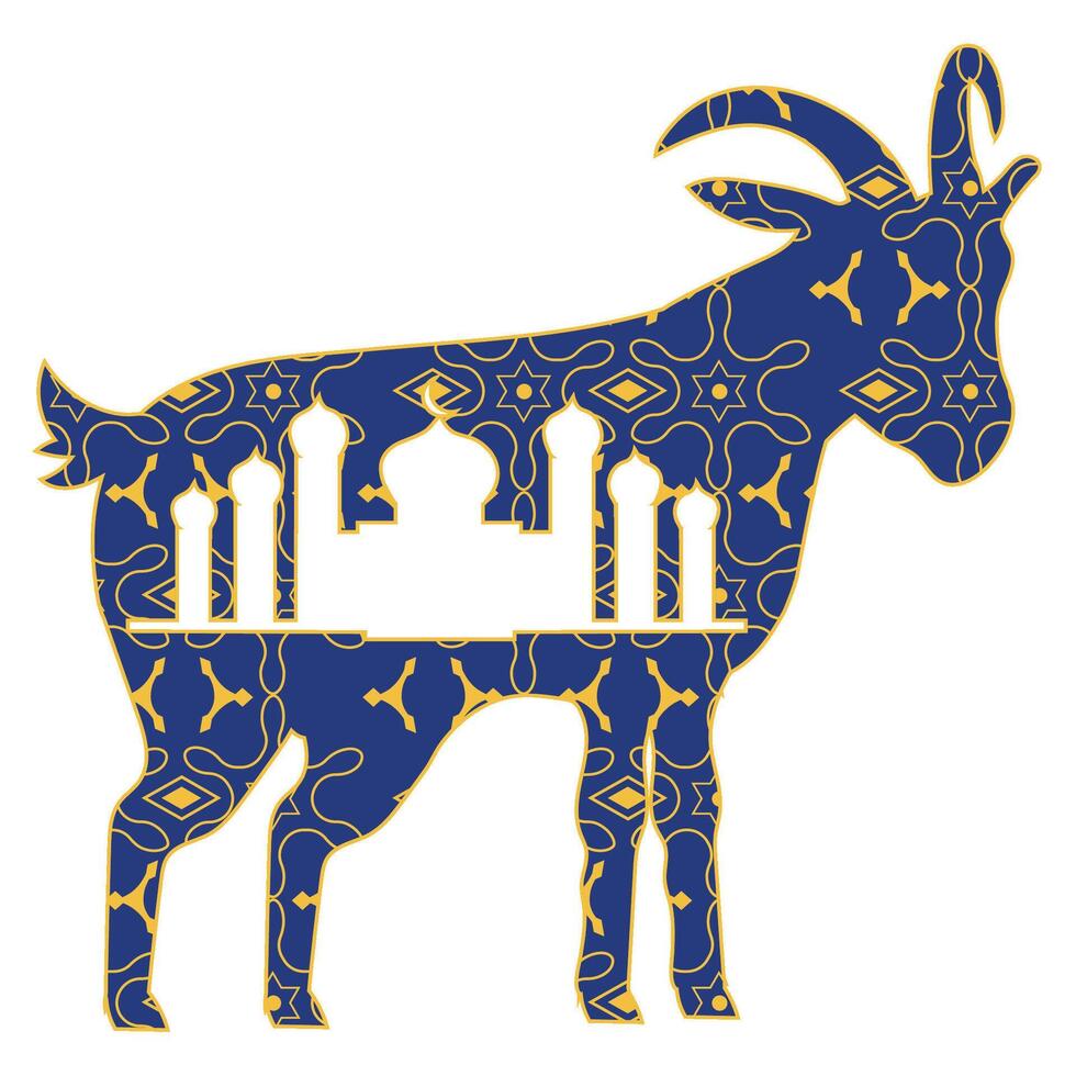 The goat is standing in front of a mosque vector