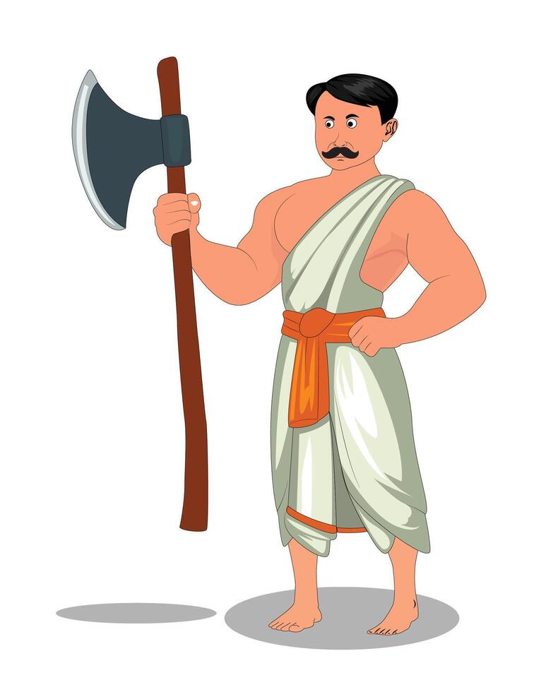 A Indian village worrior cartoon character with a big axe vector