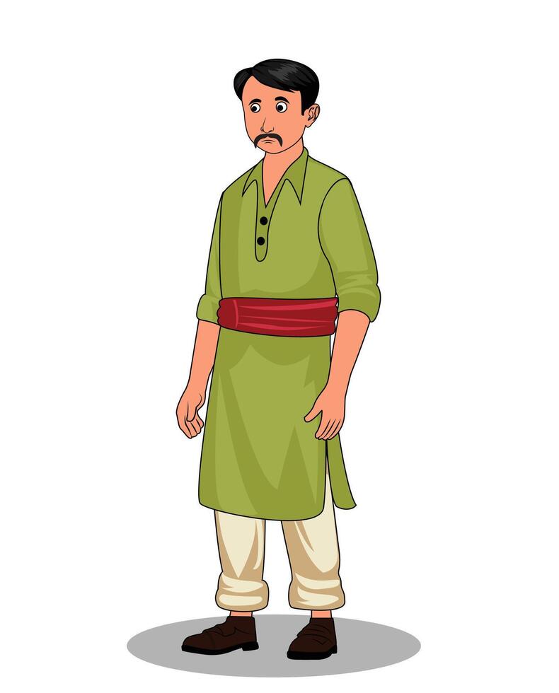 Village labour three quarter pose cartoon character design vector