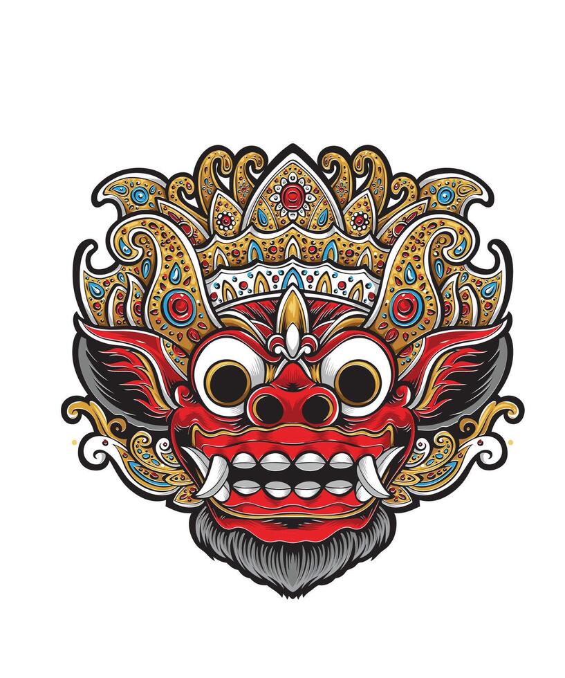 Barong. Traditional ritual Balinese mask illustration vector