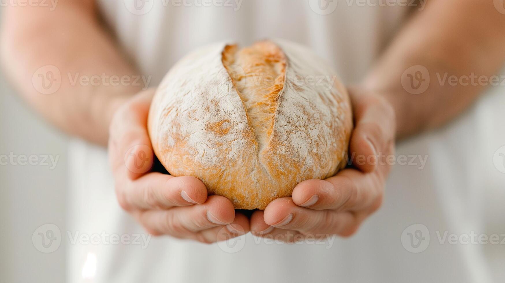 A man holding a loaf of bread photo