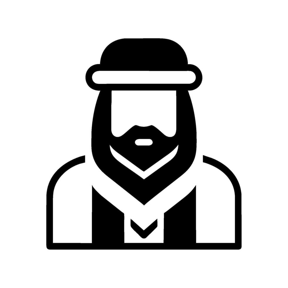 A black and white illustration of a man with a beard vector