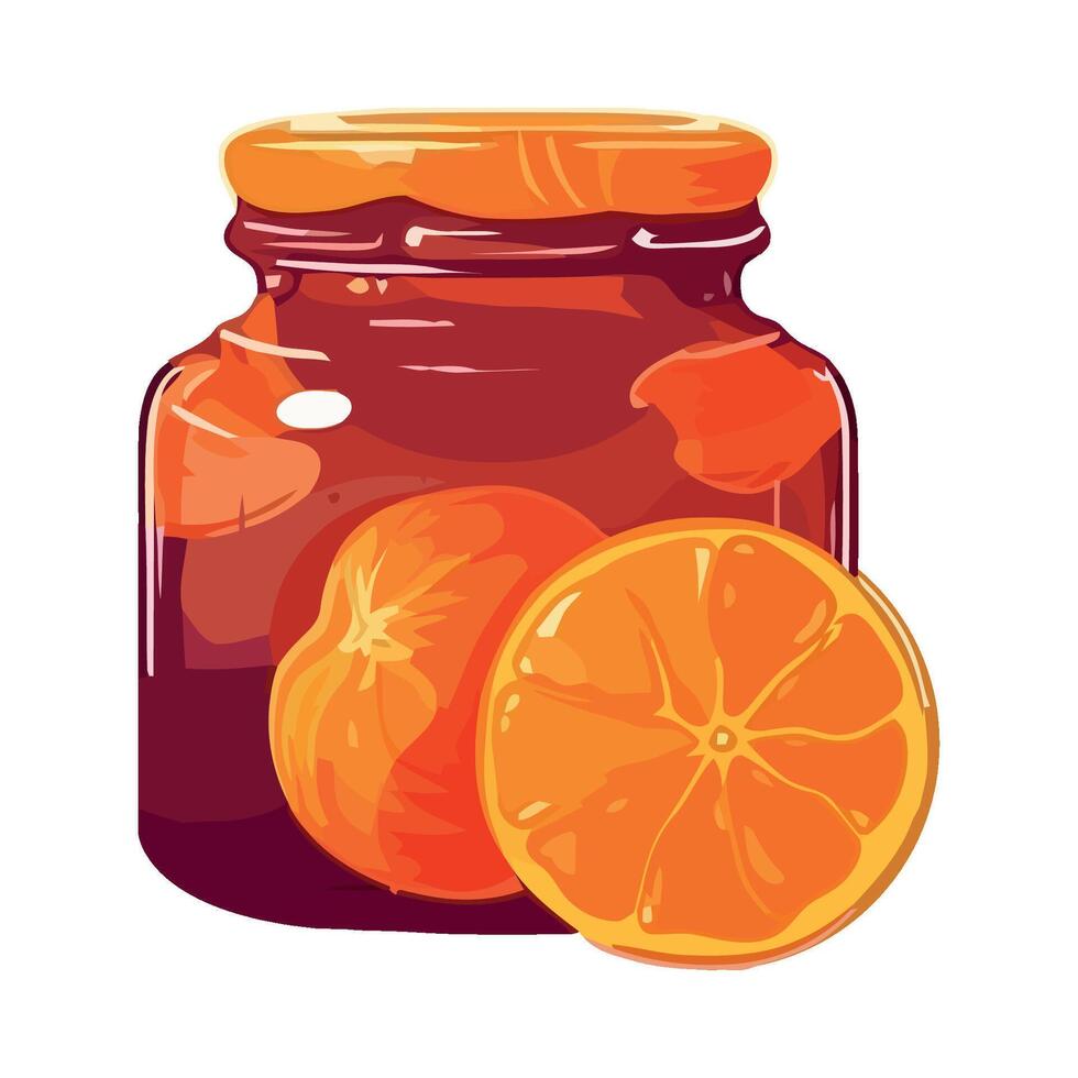 Orange juice in glass jar illustration vector