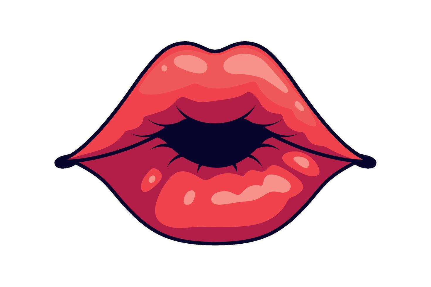 A red lips with a black tongue vector