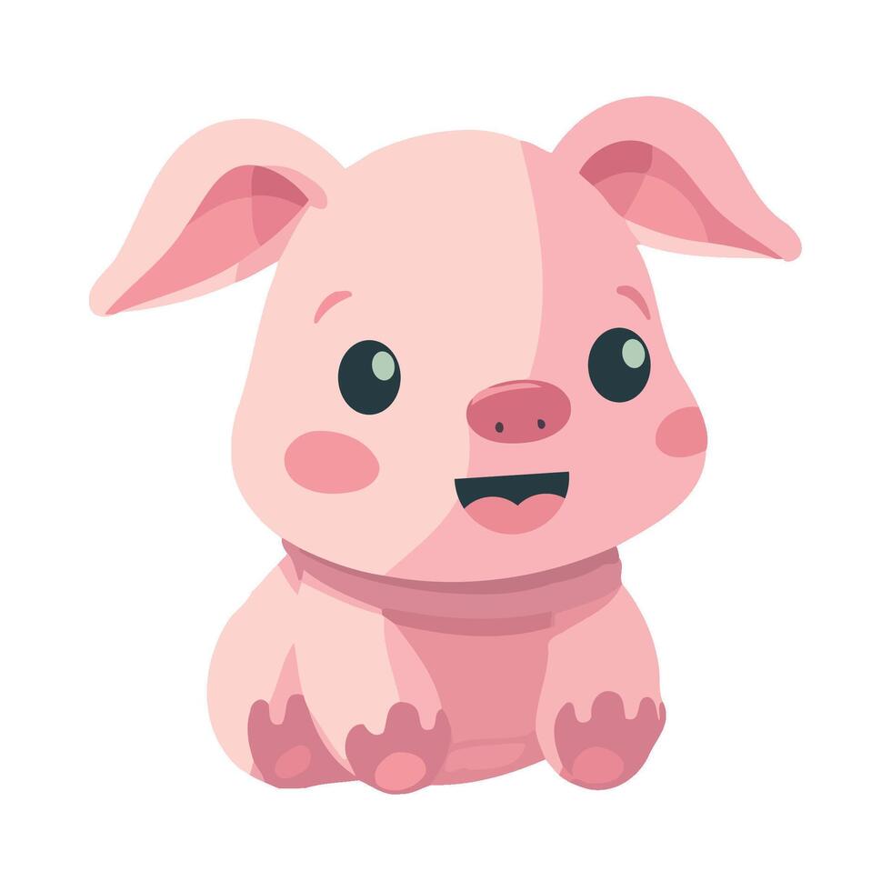Cute little pig cartoon illustration vector