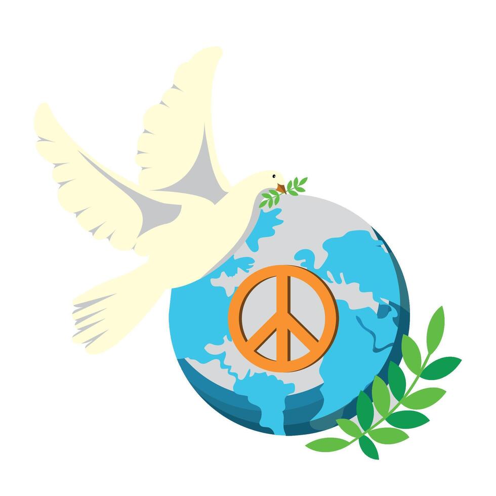 Peace symbol with dove illustration vector