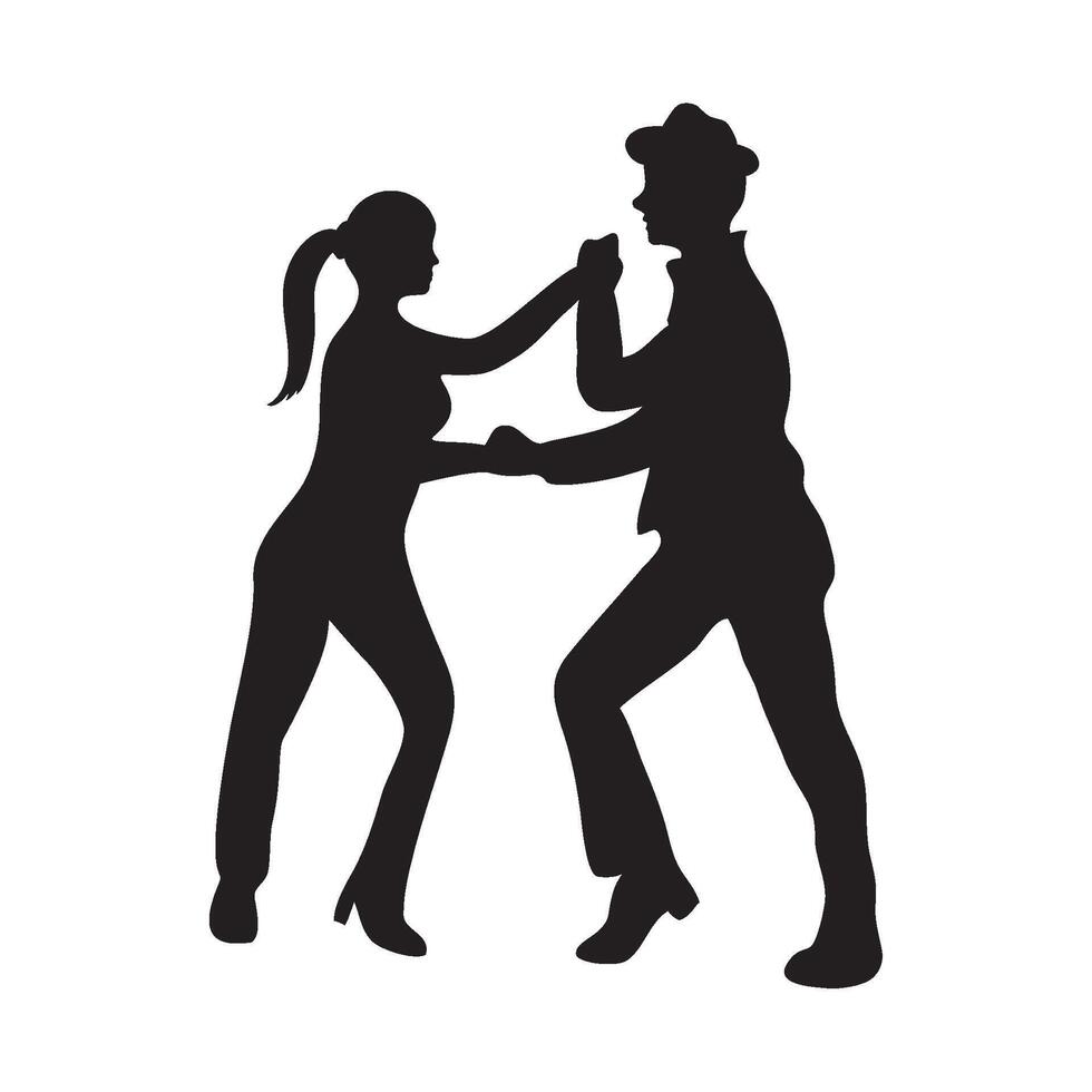 Two people dancing in silhouette on a white background vector