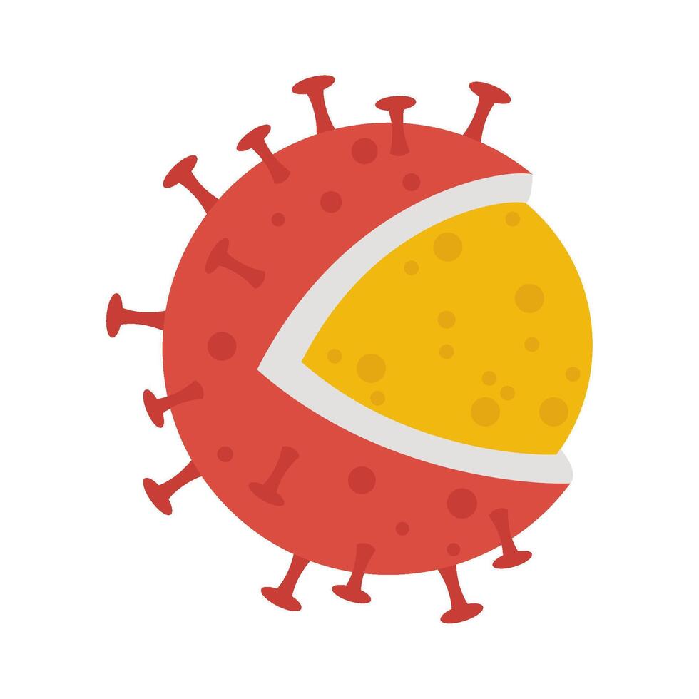 A red virus with yellow spots on it vector