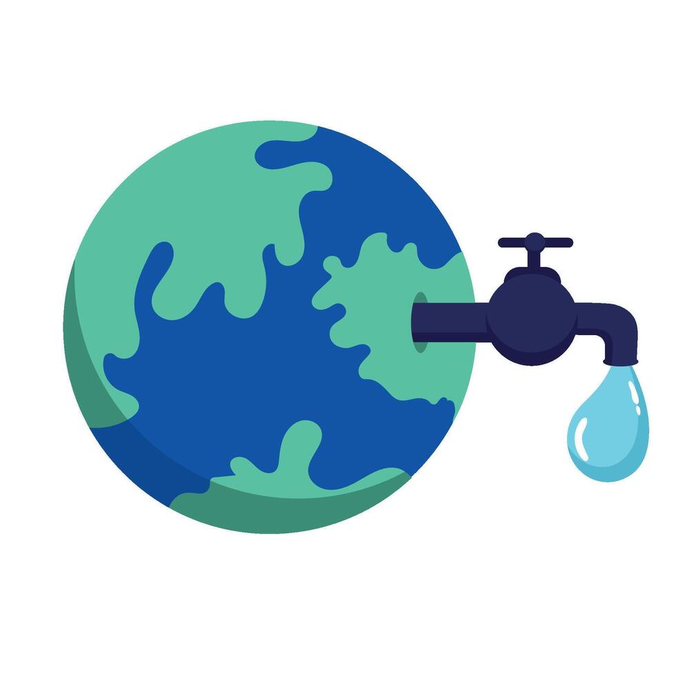 Earth water tap illustration vector