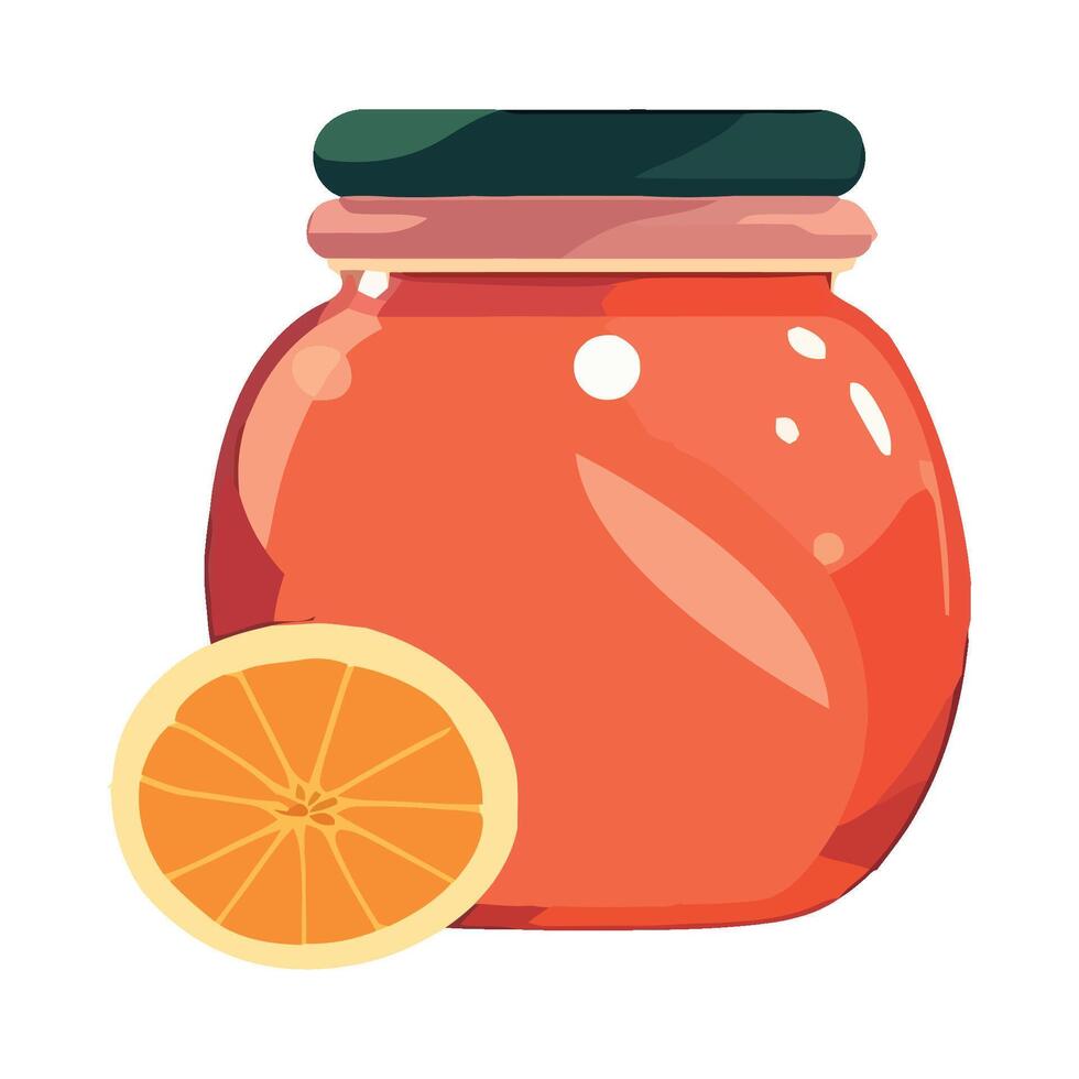 Orange juice jar with slice of orange illustration vector