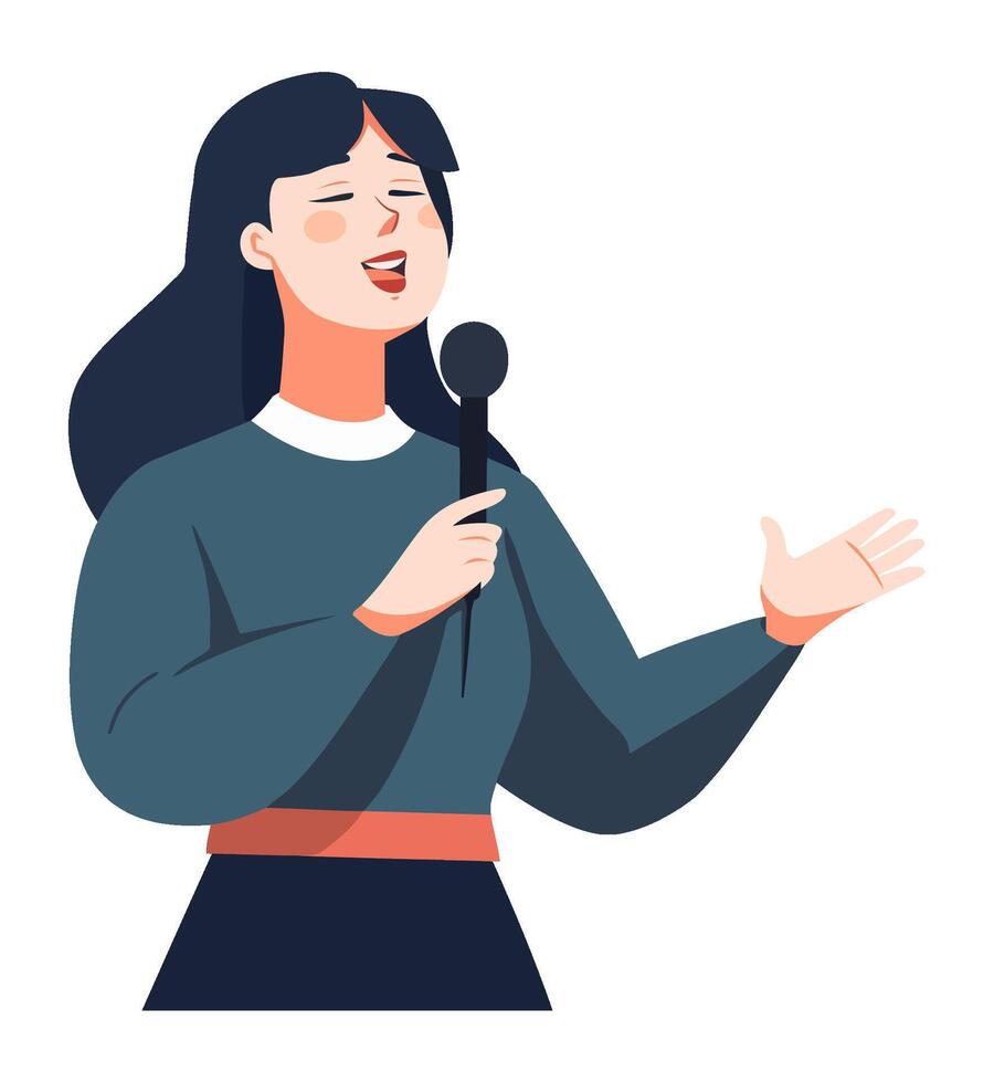 A woman singing into a microphone vector
