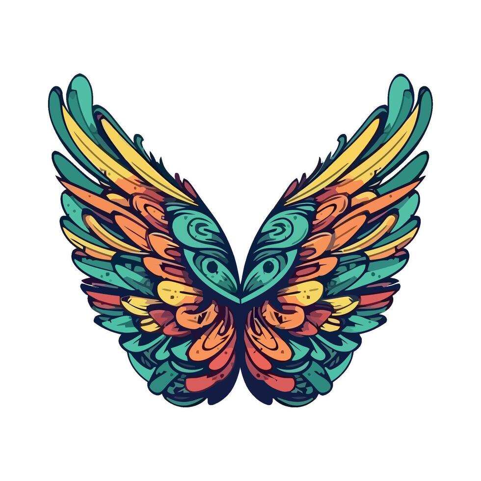 Colorful wings with a colorful pattern on them vector