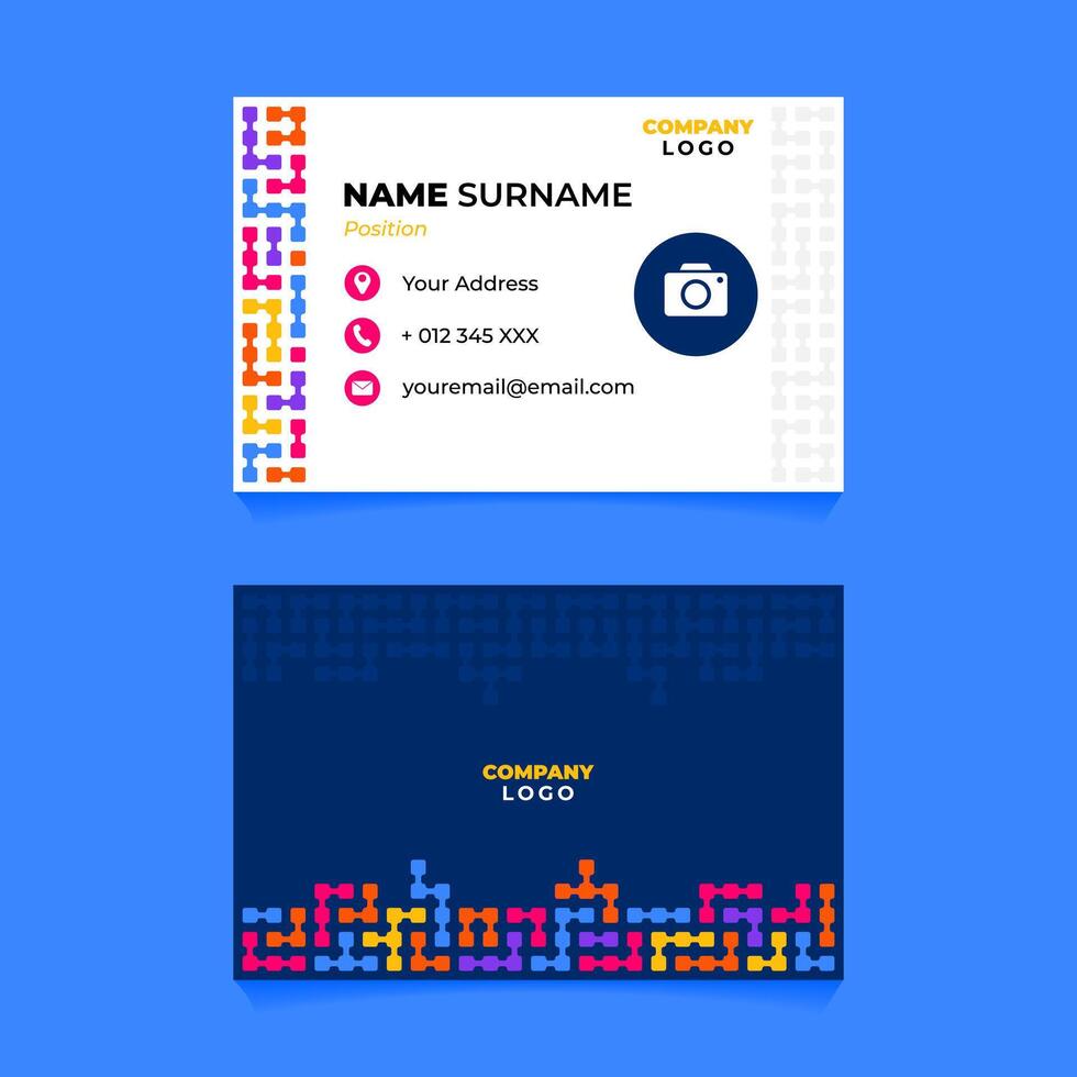 Abstract Geometric Name Card Design with Connected Rounded Square Pattern vector