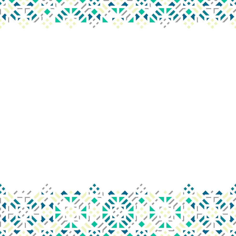 Turquoise Frame Design with Oriental Geometric Ornament Pattern vector