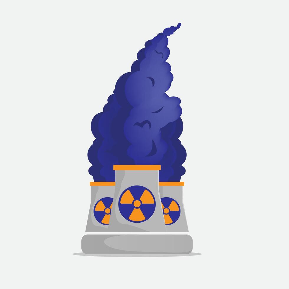 Nuclear power plant illustration with smokes vector