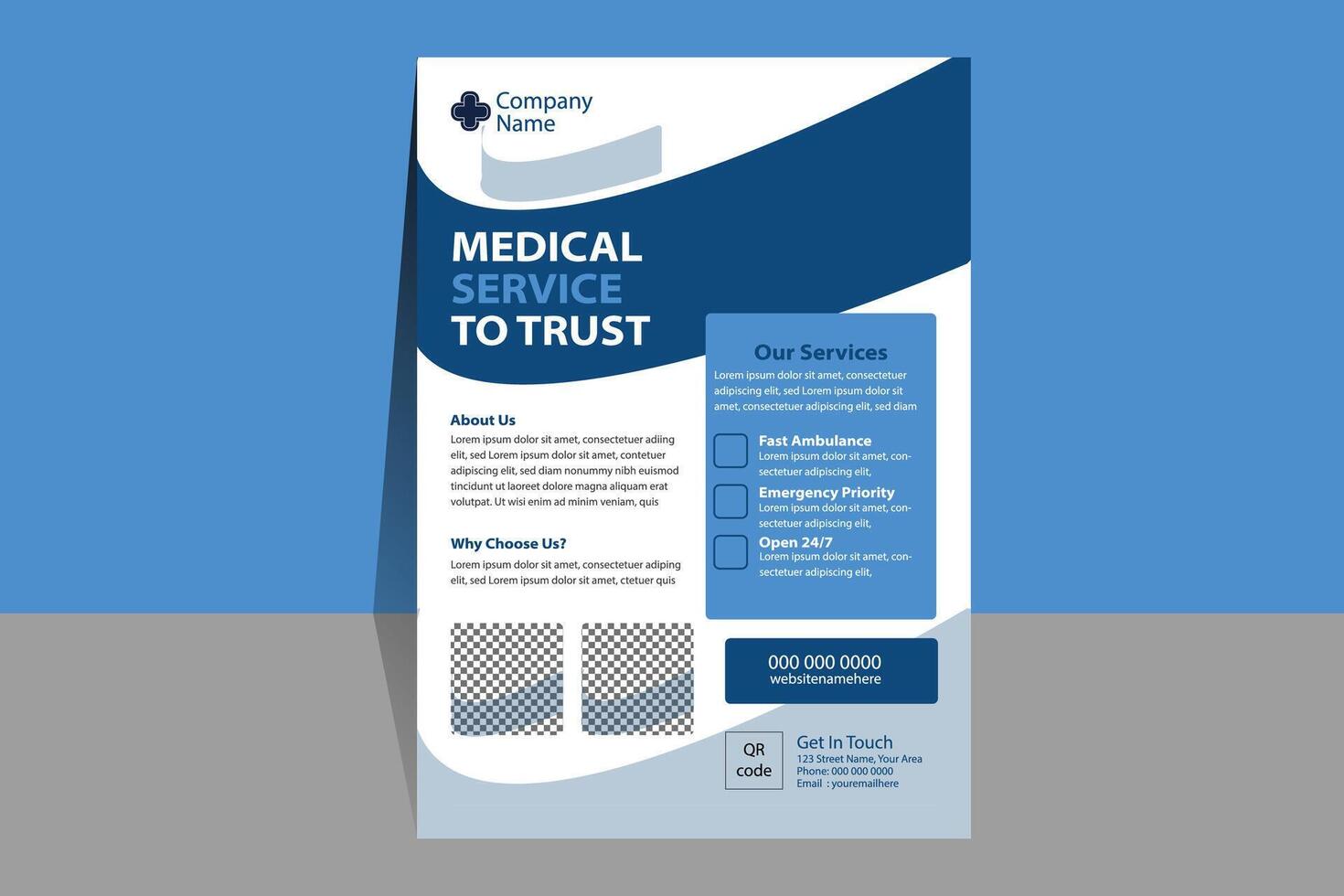 Medical Flyer Template Design for hospital services and medical offers vector