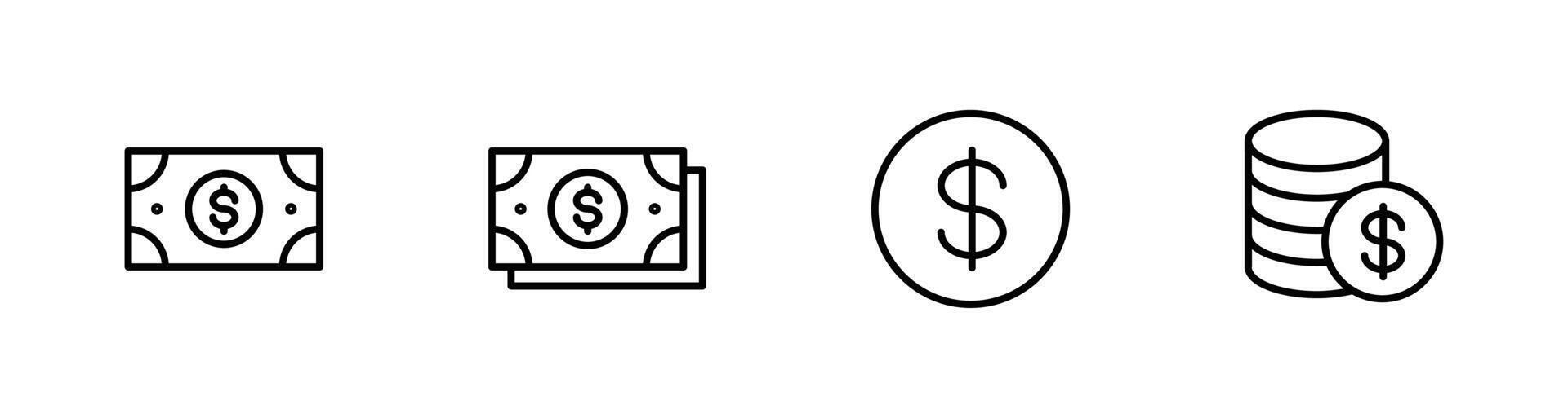 Dollar money icon set illustration for web, ui, and mobile apps vector