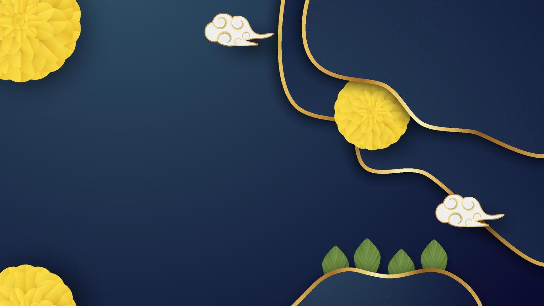 Dark blue background with Marigolds for Loy Krathong Festival. vector