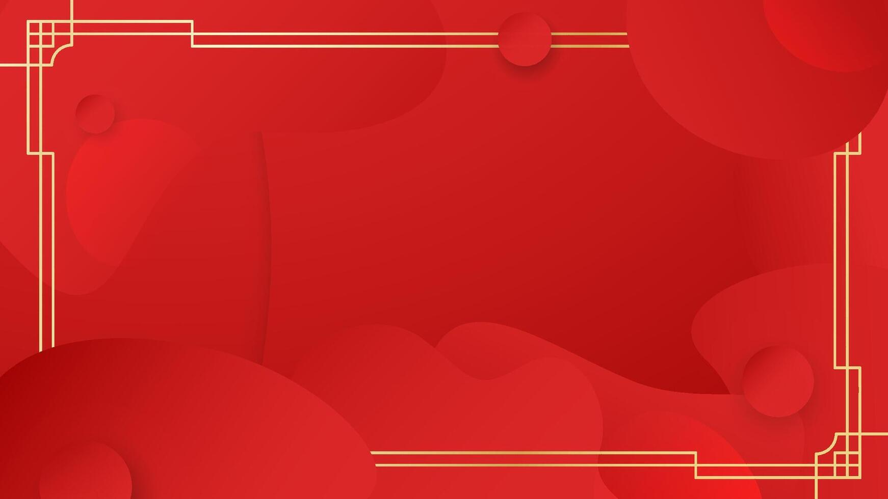 Red freeform background with gold border. vector