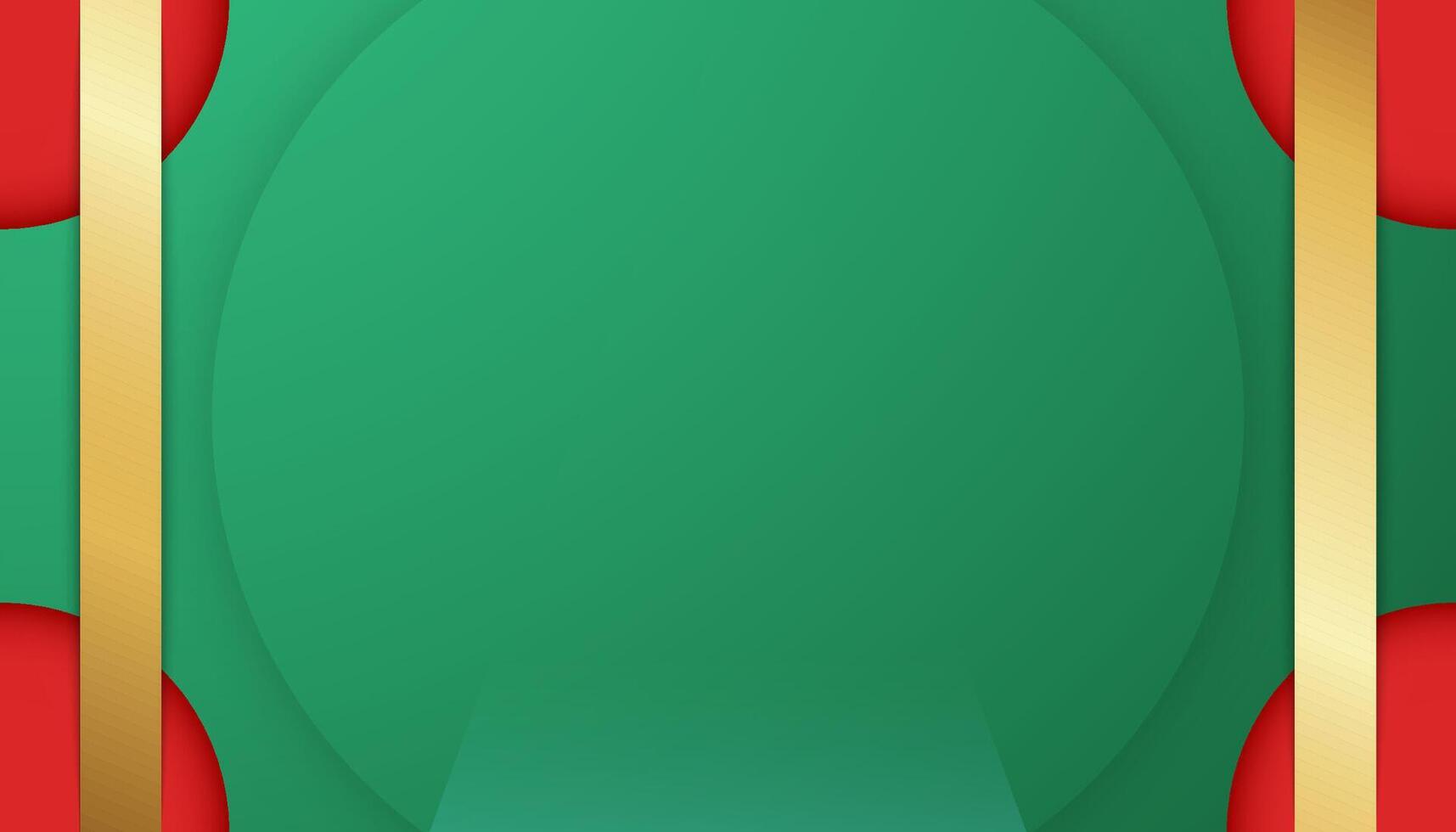 Paper cut template with gold bar on green background. vector