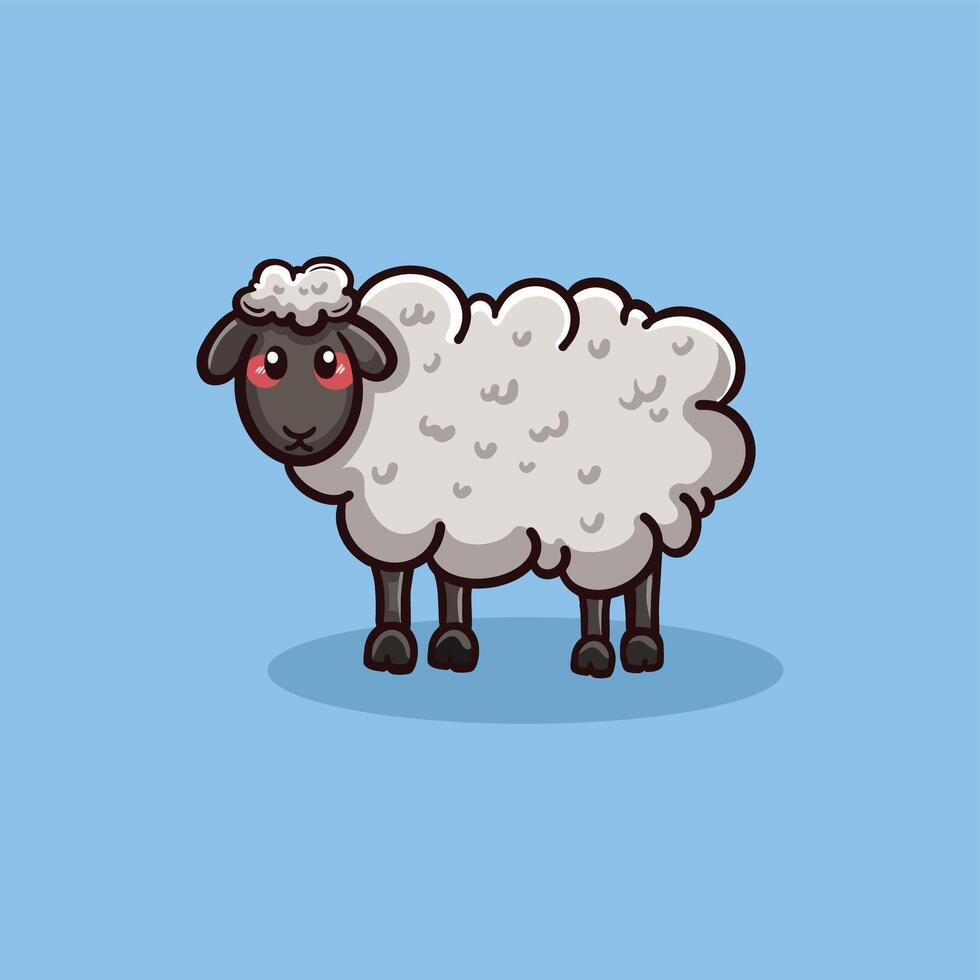cute sheep cartoon illustration vector