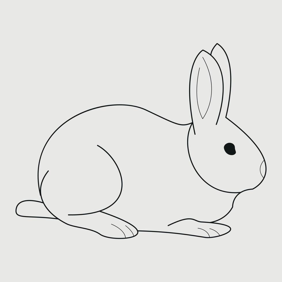 a rabbit is sitting on the ground in a line drawing vector