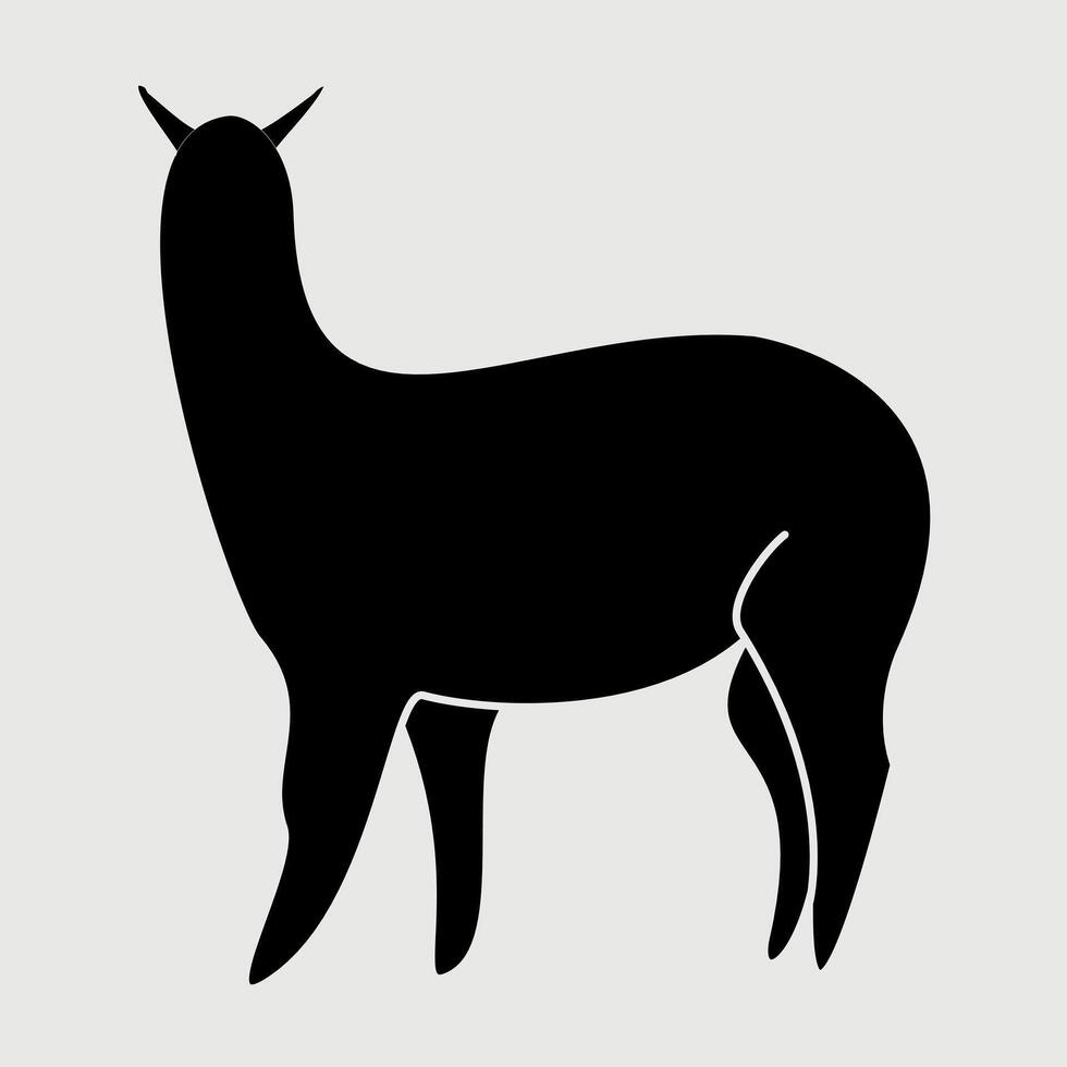 alpaca silhouette on white background vector