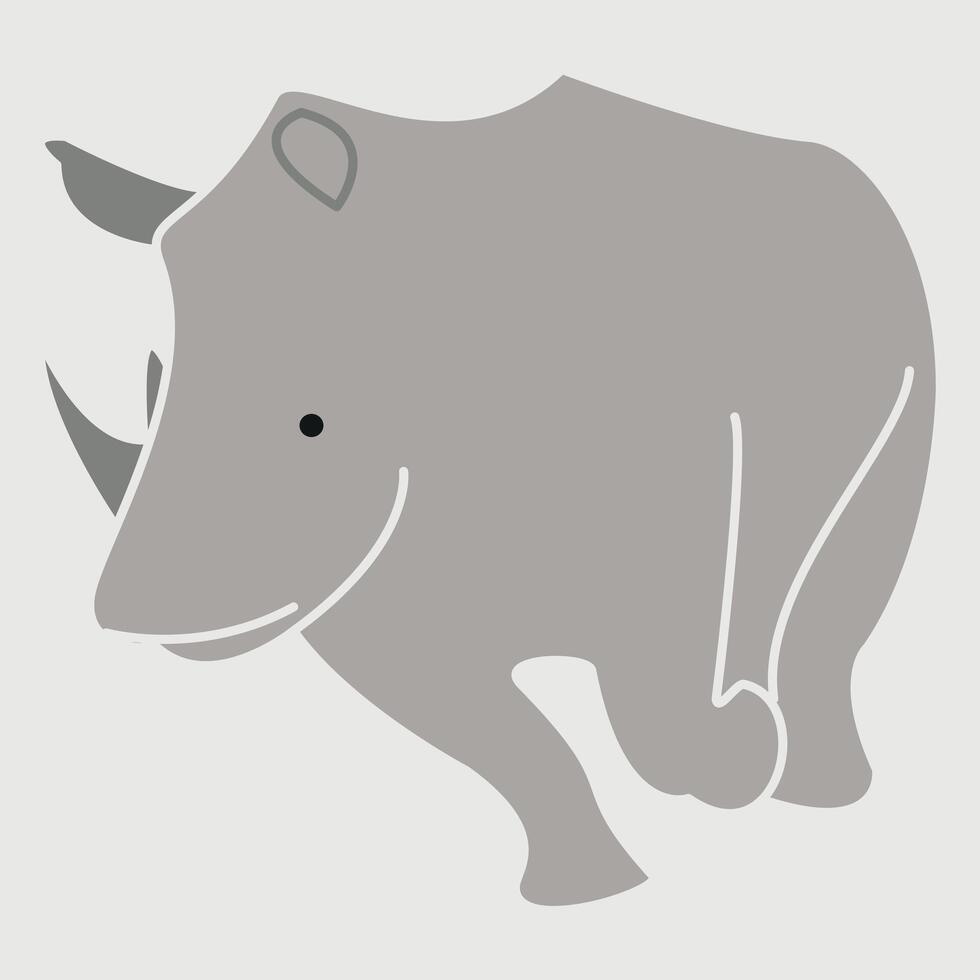 rhino running illustration vector