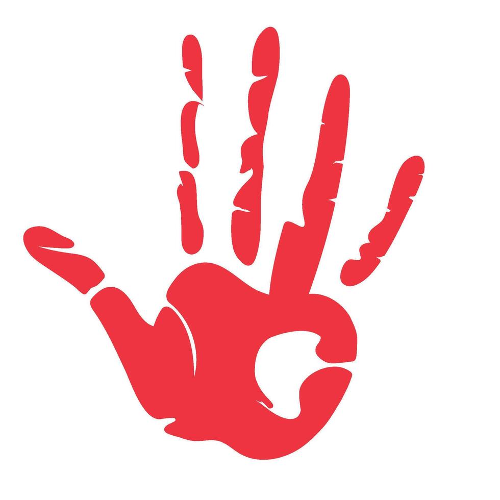 A red hand print on a white background vector