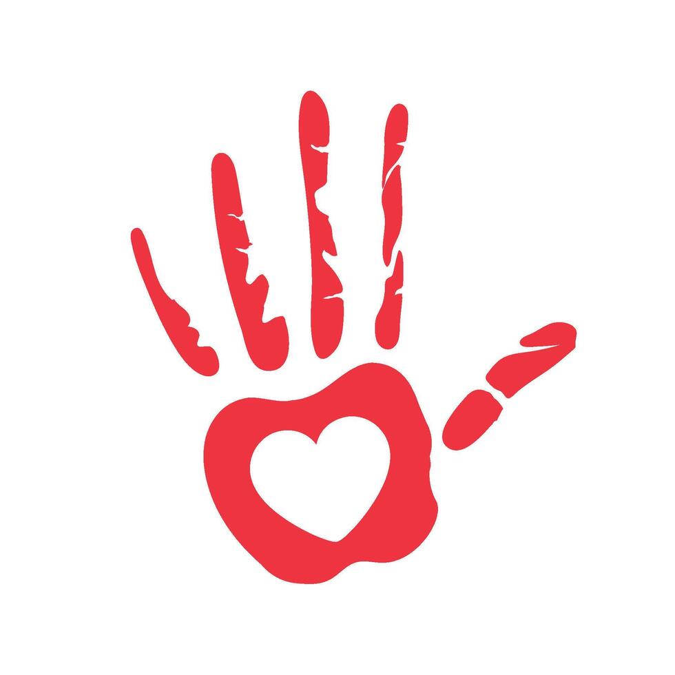 A hand with a heart in it on a white background vector