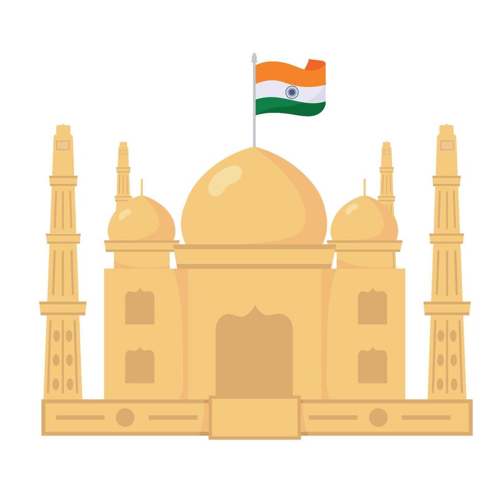 India flag on taj mahal vector