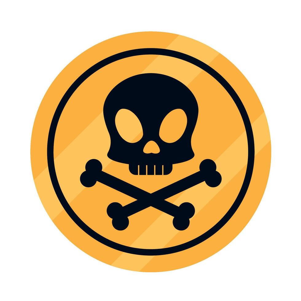 A skull and crossbones icon on a yellow circle vector