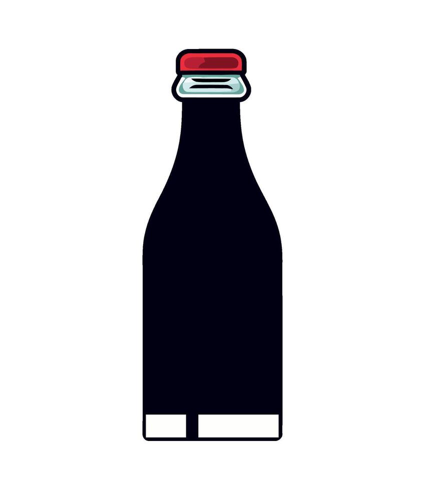 A black bottle with a red cap on it vector
