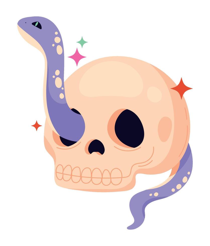 A skull with a snake on it vector