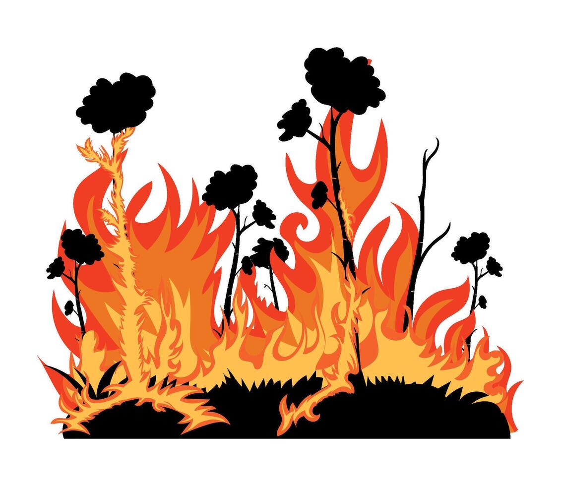 A fire and trees with flames vector
