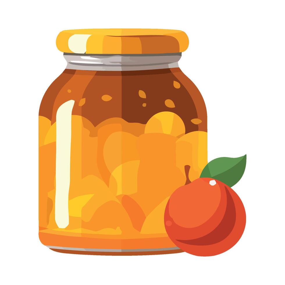 A jar of apricot jam with an apple vector