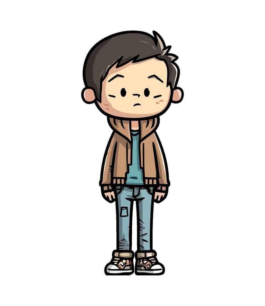 Cartoon boy in jeans and jacket standing vector