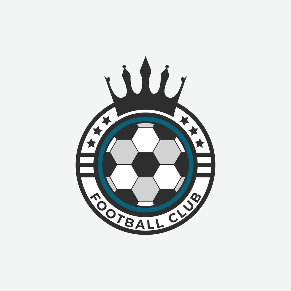 crown and soccer ball logo, football logo simple design. vector
