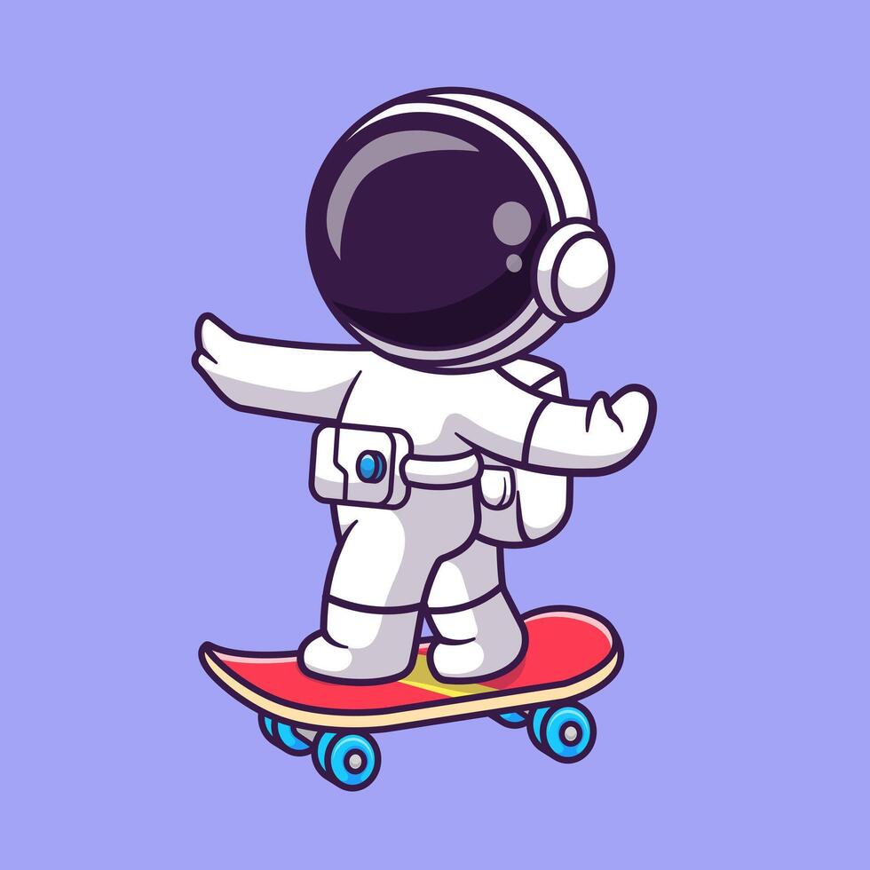 Cute Astronaut Dancing On Skateboard Cartoon vector