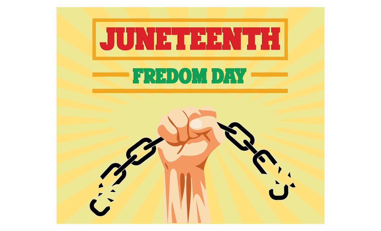 Juneteenth Freedom Day. Emancipation Day. Black Arm breaking chains. Chains breaking with doves. Liberation Day. flat modern illustration vector