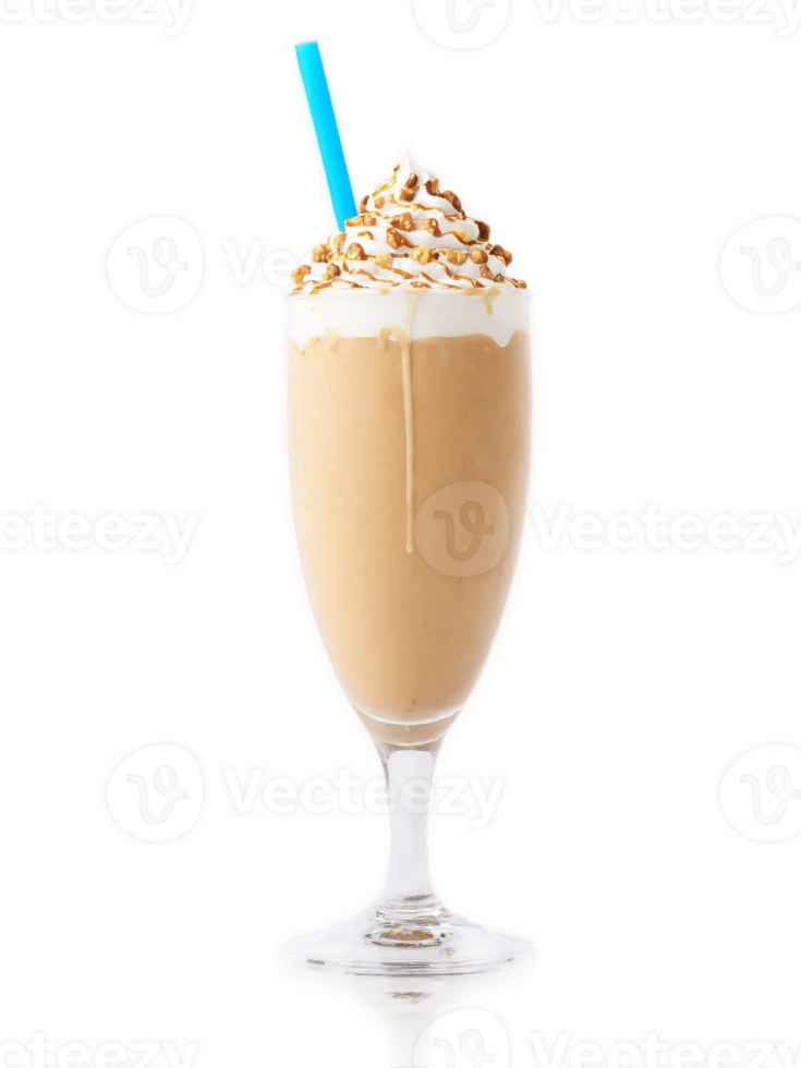 Caramel milkshake old fashioned glass caramel sauce toffee bits sea salt png
