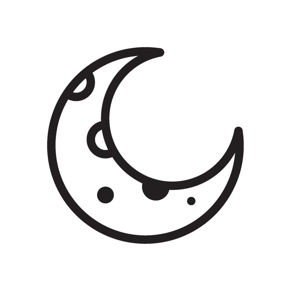 A black and white crescent with dots on it vector