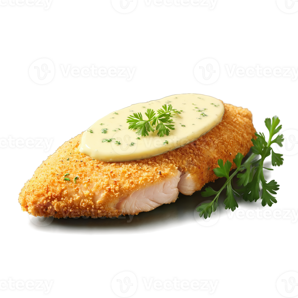 Chicken Kyiv breaded chicken breast herb butter filling golden brown parsley sprig Culinary and Food png